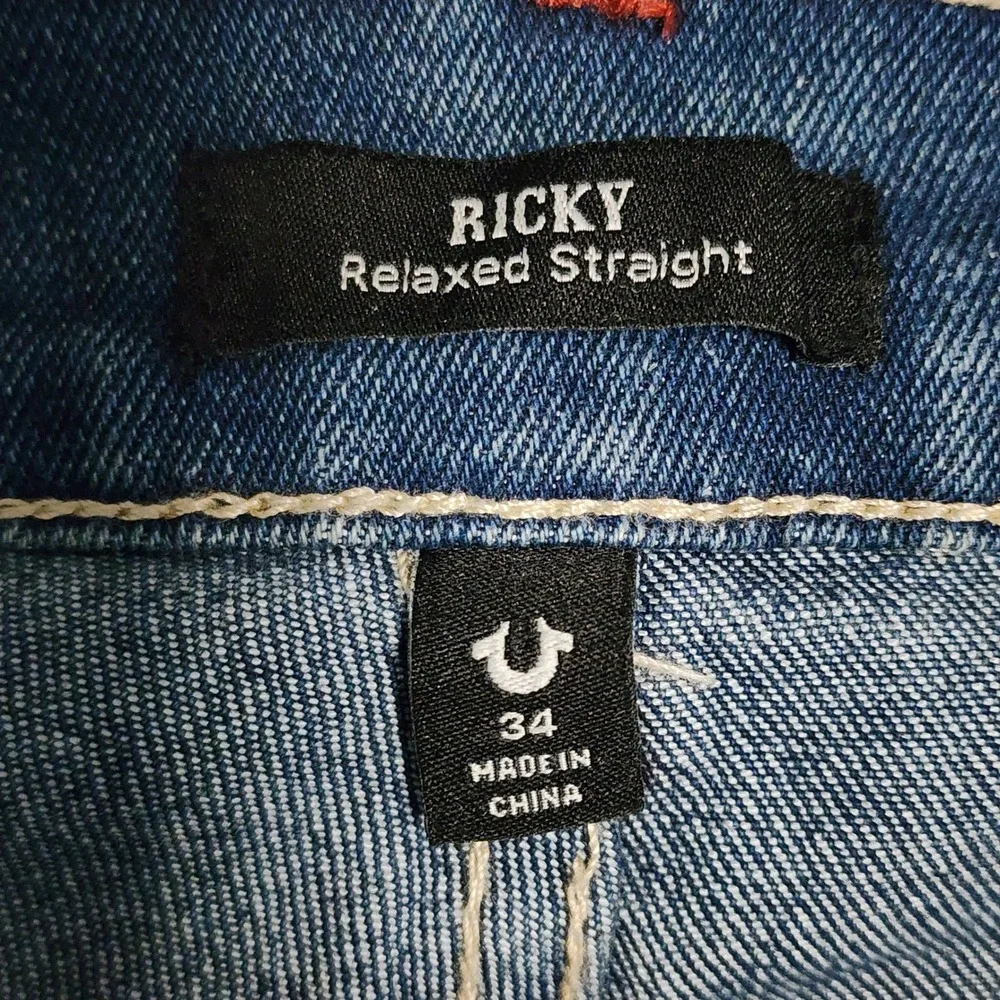 True Religion Ricky Men Y2K Streetwear Relaxed Straight Skater Jeans 34x34 NWT
